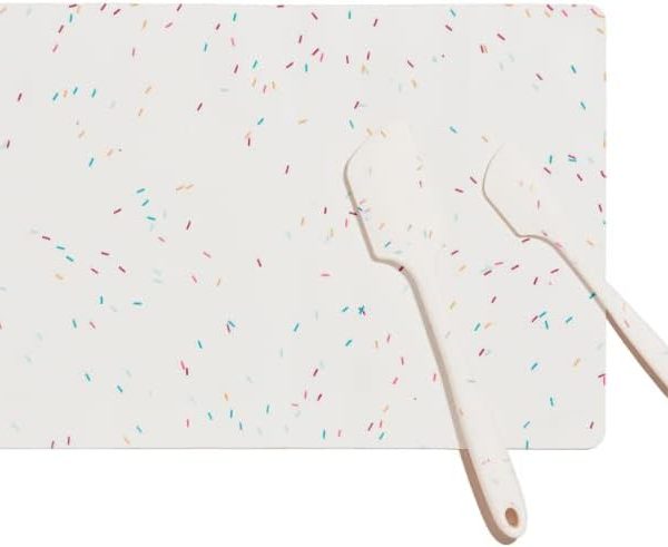 Premium Silicone Baking Set - Non-Stick Heat Resistant Kitchen Baking Tools - Reusable Baking Mat, 11” and 8” Spatula – Sprinkles,