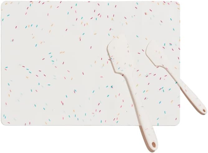 Premium Silicone Baking Set - Non-Stick Heat Resistant Kitchen Baking Tools - Reusable Baking Mat, 11” and 8” Spatula – Sprinkles,