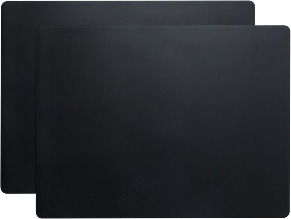 2Pcs Black Silicone Placemats, 15.7"x 11.8" - Kitchen Counter & Baking Silicone Mats