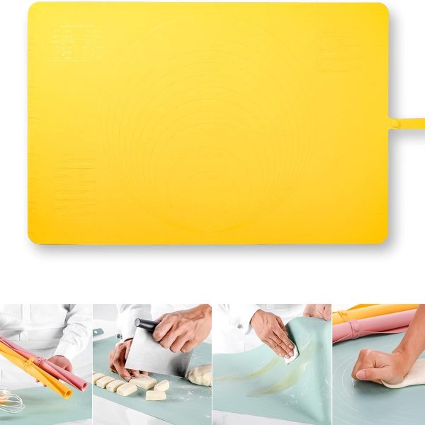 Extra Large Kitchen Silicone Pad, 23.6''x15.7'' Macaron Silicone Baking Mat, Thick Heat Resistant Mat Kneading Mat, Non Slip Non Stick Silicone Pastry Mats for Rolling Out Dough