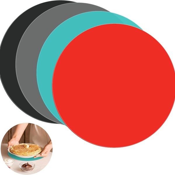 4 Pack 12 Inch Silicone Microwave Mat, Round Non-Stick Heat Resistant Baking Mat Set, BPA-Free Multipurpose Turntable Oven Mat Hot Pad Pot Holder for Home Kitchen Restaurant Dining Table Trivet