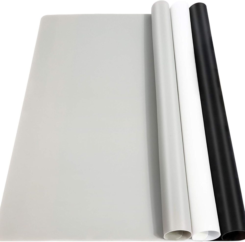 Silicone Mat, 3 PCS Silicone Mats for Crafts, Resin Molds, Play Dough Mat, Clay Mats, for Epoxy Resin, Crafts, Black & Light Gray & White, 15.7”x 11.7