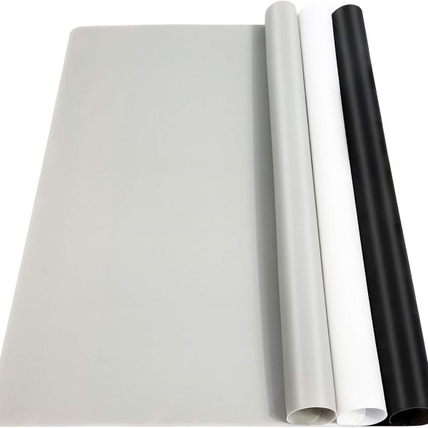 Silicone Mat, 3 PCS Silicone Mats for Crafts, Resin Molds, Play Dough Mat, Clay Mats, for Epoxy Resin, Crafts, Black & Light Gray & White, 15.7”x 11.7