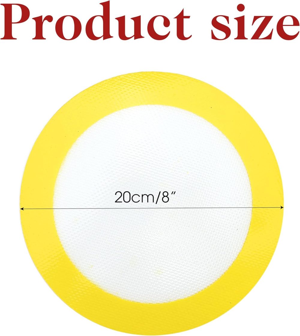 5PCS 8 Inch Random Colors Round Silicone Baking Mat Set, Reusable Non Slip Non Stick Turntable Heat Resistant Small Sheets for Making Pie Bread Macaron Cake Pan Pizza Cookies Pita Rolling Pastry Dough - Image 2