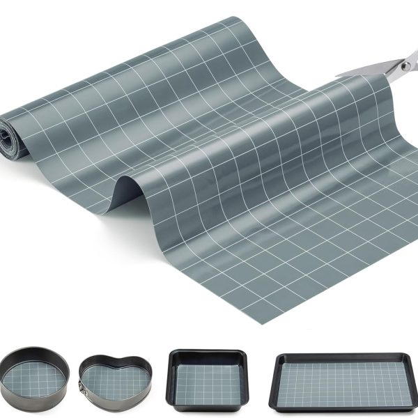 Silicone Baking Mat Roll,16IN*5.25FT Non Stick Heat Resistant Baking Mats,No Slip Reusable Freeze Dryer Mat,Pastry Mat,Countertop Mat, Cut to size fit different  Oven Pans Dishes Tins,Gray