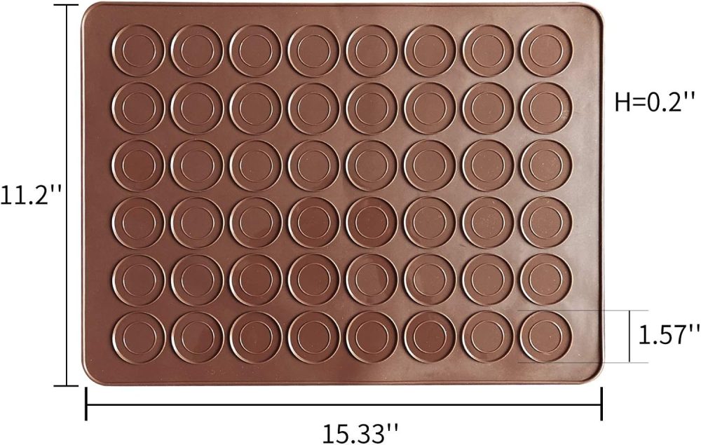 Silicone Macaron Baking Mats, 2 Non-Stick Silicone Baking Mats, Food Safe Baking Mat, Great For Macaron, Cookies, Bread, Pastry, Dessert (2Pcs 48Capavity) - Image 2