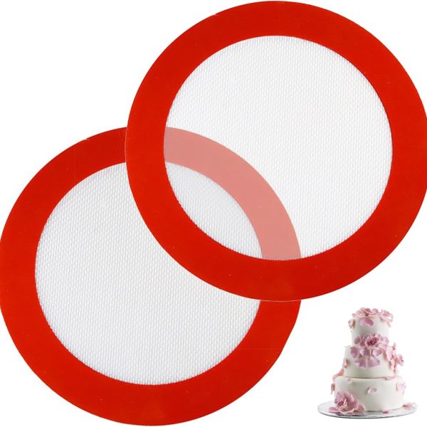 2 Pack Round Silicone Baking Mats,Air Fryer Mat,Reusable Baking Liner for Cakes, Pastry, Pies,Non-Stick,0.75 MM Thick,9 inch Suitable for Air Fryers