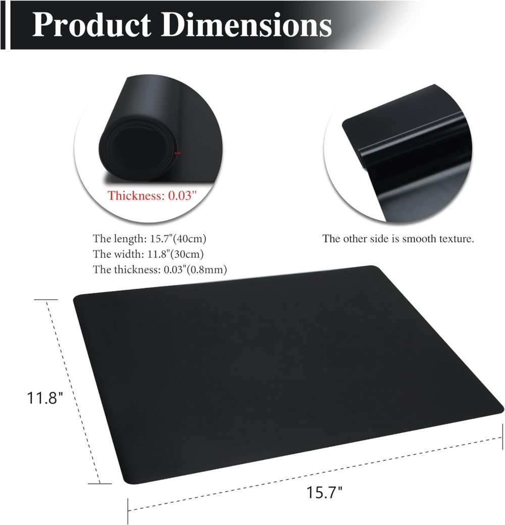 2Pcs Black Silicone Placemats, 15.7"x 11.8" - Kitchen Counter & Baking Silicone Mats - Image 2